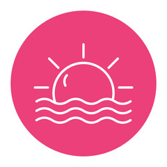 Sticker - Sunset View vector icon. Can be used for Travel Agency iconset.