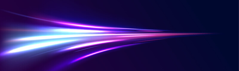 Fototapete - Glowing swirl bokeh effect. speed neon line. Vector swirl trail effect. Speed connection vector background. 