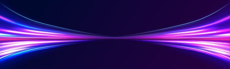 Fototapete - Luminous lines on transparent background. Particle motion light effect. Magic sparkling trails of comet. 