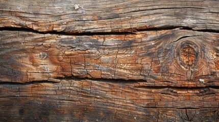 Sticker - Aged weathered brown wooden surface with fissures