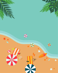 Illustration of summer vacation concept with sea graphic elements, poster design background