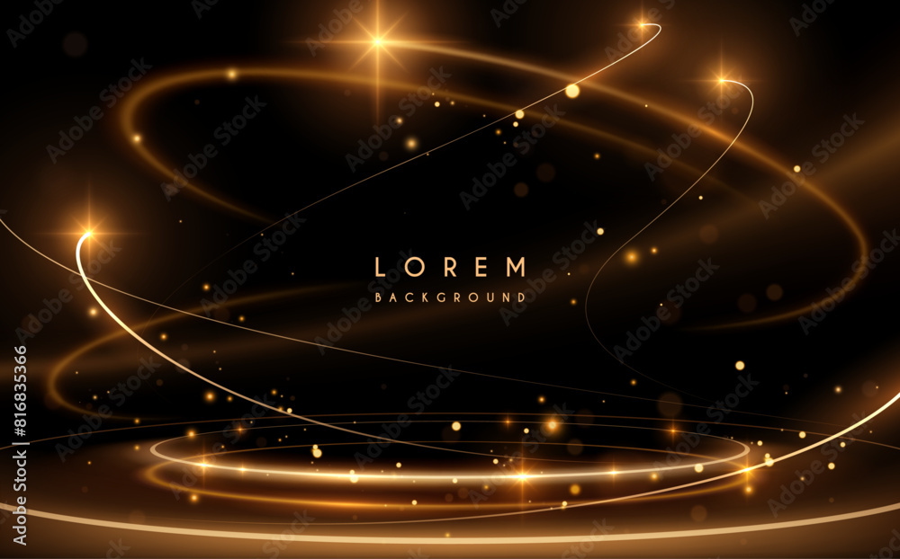 Abstract golden light motion lines on black background Stock Vector ...