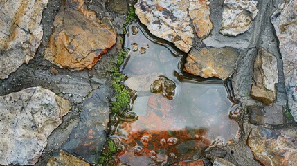 Poster - Reflective surface on antique stone tile