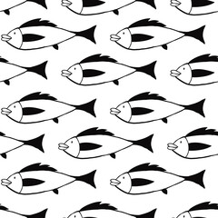 Wall Mural - Seamless pattern with fishes