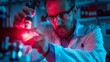 © Starkreal - A lab technician examining a smart device that is emitting a red warning light, indicating a critical issue