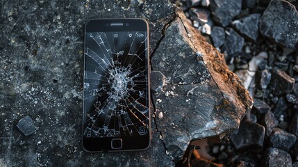 A smartphone with a cracked screen to depict durability and damage