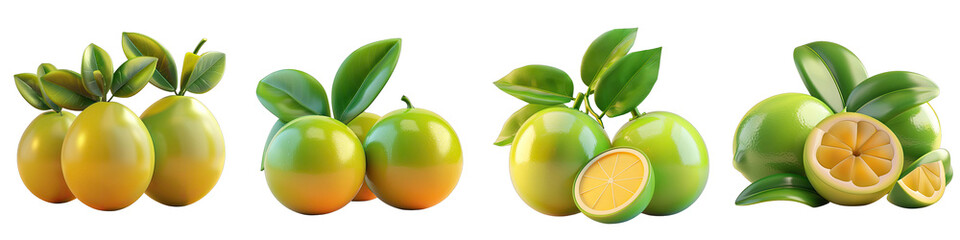 Wall Mural - Soft Smooth Limes Hyperrealistic Highly Detailed Isolated On Transparent Background Png File