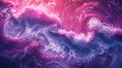 Wall Mural - Vibrant abstract artwork depicting swirling pink and blue colors resembling a dynamic ocean wave.