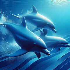 3D rendering of dolphins