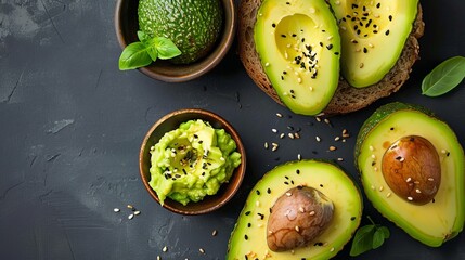 Wall Mural - Midnight Elegance: Avocados Dancing in Bowls