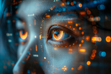 Poster - a woman's eyes are glowing with a bright orange hue
