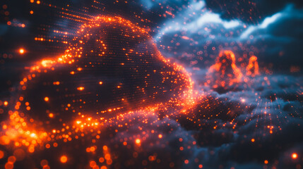 Poster - A computer generated image of a cloud with orange sparks