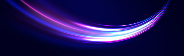 Fototapete - Car motion trails. Speed line motion vector background. Dynamic blue neon sport texture. Red blue motion police line, horizontal light rays. Abstract vector fire circles, sparkling swirls and energy l