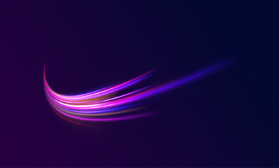 Fototapete - Car motion trails. Speed line motion vector background. Dynamic blue neon sport texture. Red blue motion police line, horizontal light rays. Abstract vector fire circles, sparkling swirls and energy l