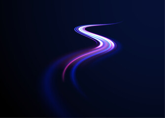Fototapete - Laser beams luminous abstract sparkling isolated on a transparent background.  Abstract background in blue and purple neon glow colors. 