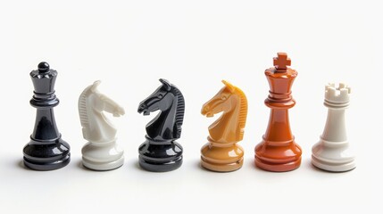 Wall Mural - Chess pieces isolated on white background. Generative AI
