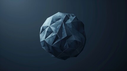 Poster - This abstract 3d rendering depicts a polygonal sphere in a geometric shape. A modern background design suitable for a poster, cover, branding, banner or placard.