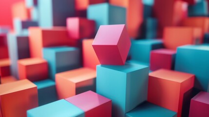 Poster - 3D rendering of geometric shapes. Modern background design for poster, cover, branding, banner, placard.