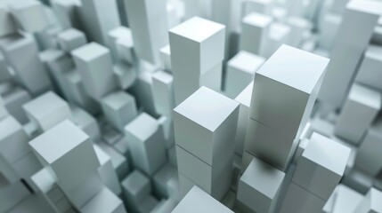 motion design, 4k seamless looped animation, abstract 3d render with cubes on a white geometric back