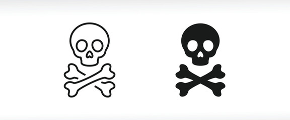 Skull and crossbones icon. icons button, vector, sign, symbol, logo, illustration, editable stroke, flat design style isolated on white linear pictogram