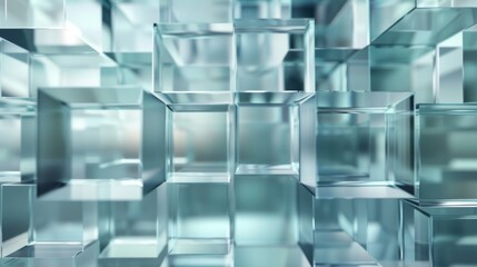 Poster - 4K seamless looped video with abstract animation, 3D render, geometric composition, abstract composition using glass blocks