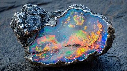 Wall Mural - A large rock with a rainbow of colors on it