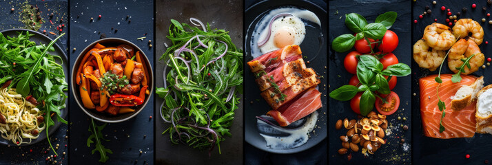 Poster - A variety of fresh food dishes are displayed in a collage format