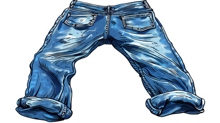 Wall Mural - Authentic blue jeans, embodying the spirit of freedom isloated on transparent background. PNG file. 