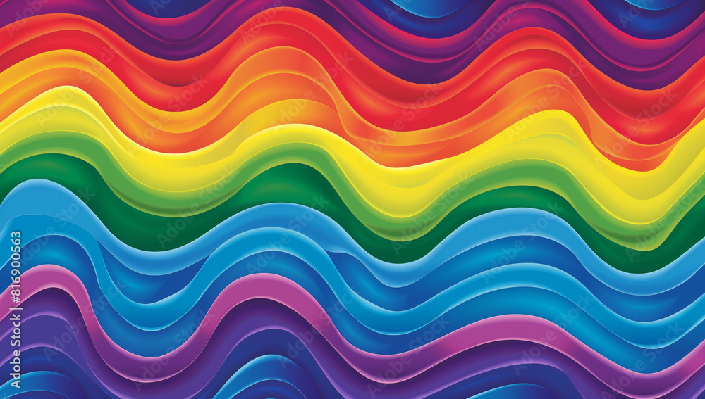 Pride Day themed rainbow wave background in the style of a vector ...