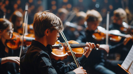 A refined image of young musicians performing passionately