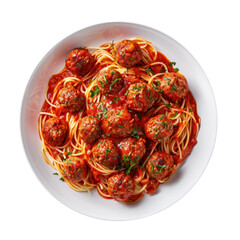 Poster - Plate of Spaghetti and Meatballs Isolated on a Transparent Background