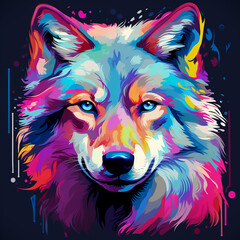 Naklejka na meble wolf fresh watercolor painting wolf with blue eyes