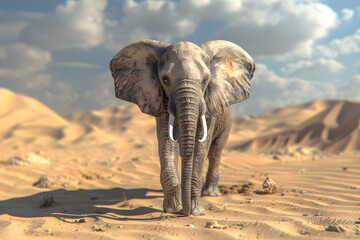 Wall Mural - a cute elephant in the desert