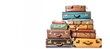 © crazyass - A pile of stacked suitcases on a minimal background.