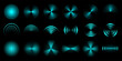 © WinWin - Wireless signal waves. Futuristic sound wave, digital beam and radial waveforms isolated vector overlay set