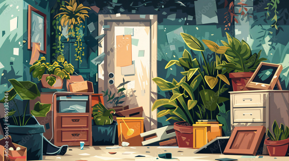 Indoor Garden with Clutter, Symbolizing Hoarding Disorder for Website ...