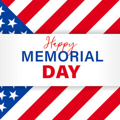 Wall Mural - Happy Memorial Day 2024 with flag USA. Memorial Day sale banner design. Vector illustration