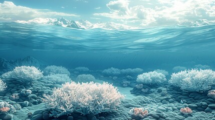 Canvas Print - Global warming, Ocean Acidification, Reports of increasing acidity in the oceans due to absorption of carbon dioxide from the atmosphere, threatening marine ecosystems, coral reefs, and fisheries.