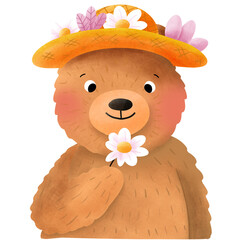 Wall Mural - teddy bear with flowers