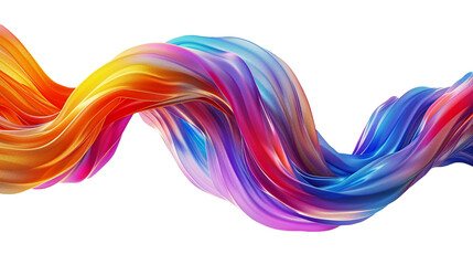 3D rendering of a colorful twisted wave in motion on a transparent background, smooth multicolored wave shapes, smooth curves. Generative AI