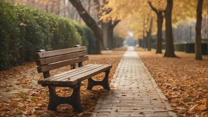 Sticker - bench in autumn park