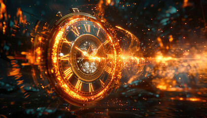 Wall Mural - a clock with roman numerals showing the time by ai generated image