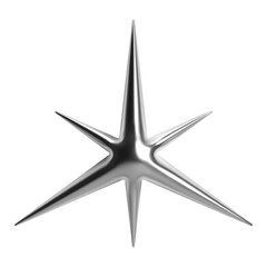 Wall Mural - 3d y2k chrome star shape with glossy silver surface and metallic shine. isolated vector render abstr
