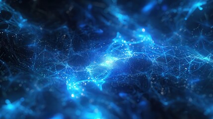 glowing blue abstract background with intricate geometric patterns and a sense of depth.