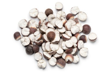 Wall Mural - Dried fox nuts close up on white background