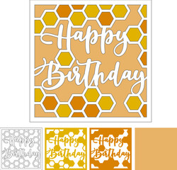 Wall Mural - Happy birthday card svg, Layered papercut template for cricut, Greeting shadow box