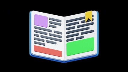 Poster - 3D Animation of Open Book Embraces Transparency in Every Chapter | Alpha Channel