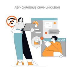 Poster - Asynchronous Communication concept Vector illustration