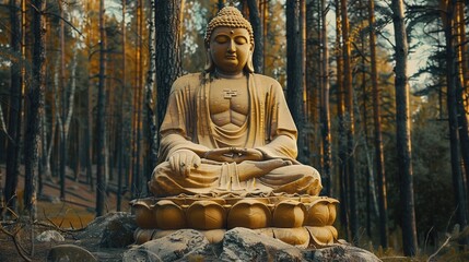 Wall Mural - buddha statue in the forest