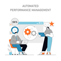 Poster - automated performance management concept vector illustration